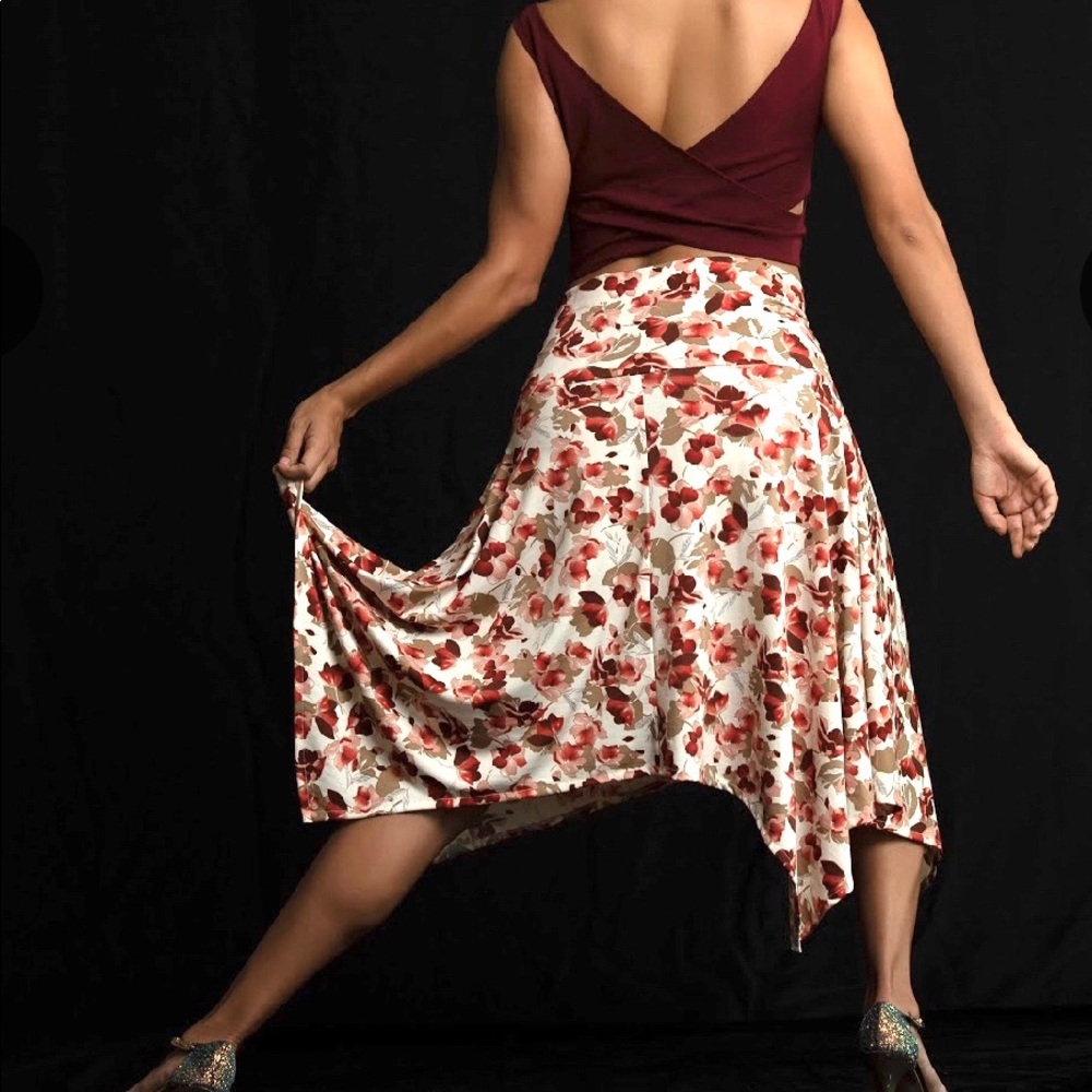 Asymmetrical floral tango skirt